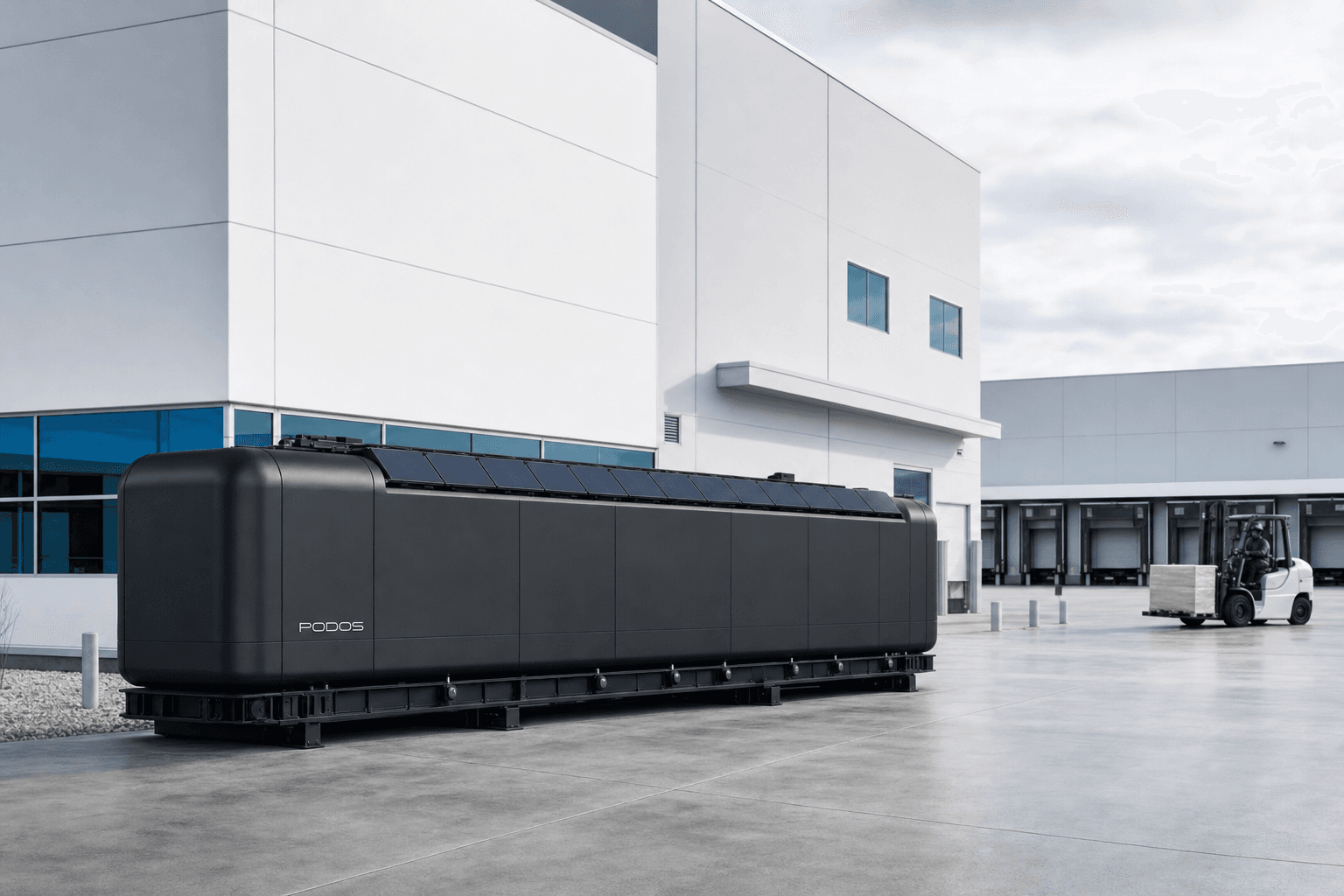 PODOS Pod in the yard of a modern manufacturing plant